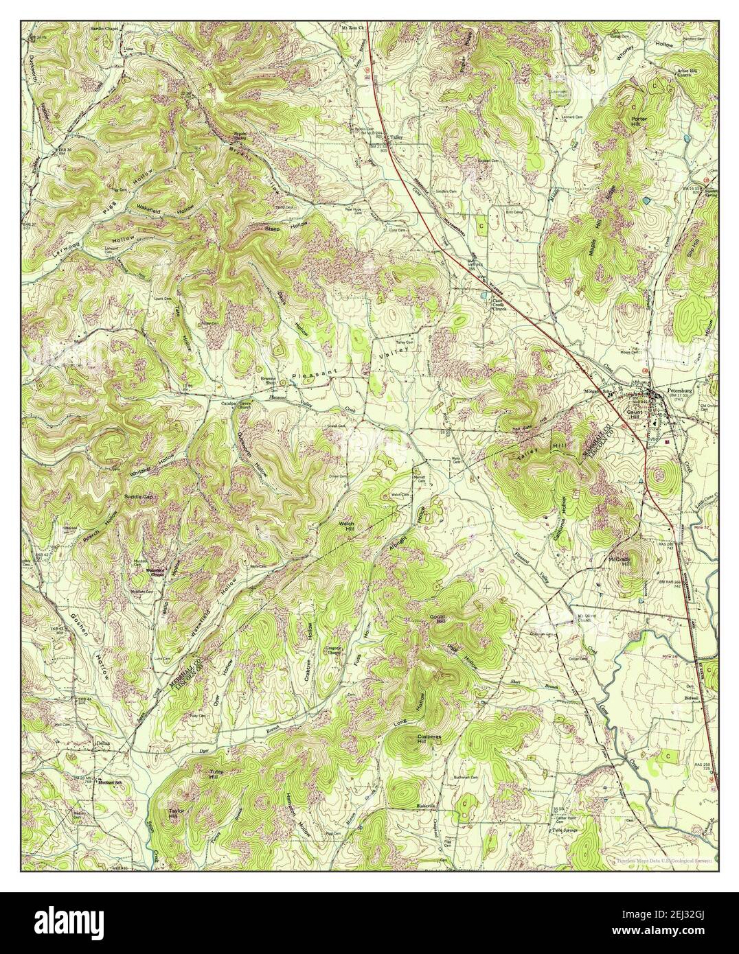 Petersburg, Tennessee, map 1951, 124000, United States of America by