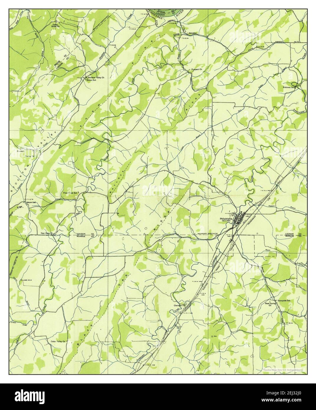 Philadelphia, Tennessee, map 1935, 124000, United States of America by