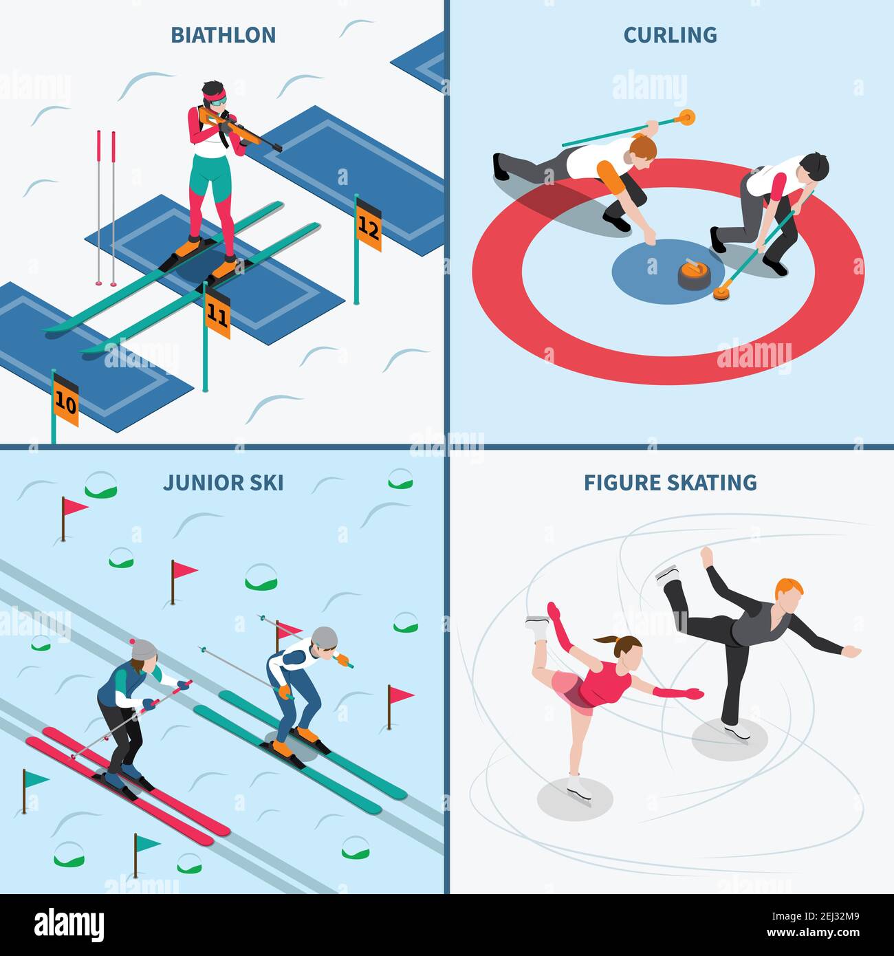 Winter sport isometric people 2x2 design concept with human characters of  athletes in sportswear with text vector illustration Stock Vector Image &  Art - Alamy