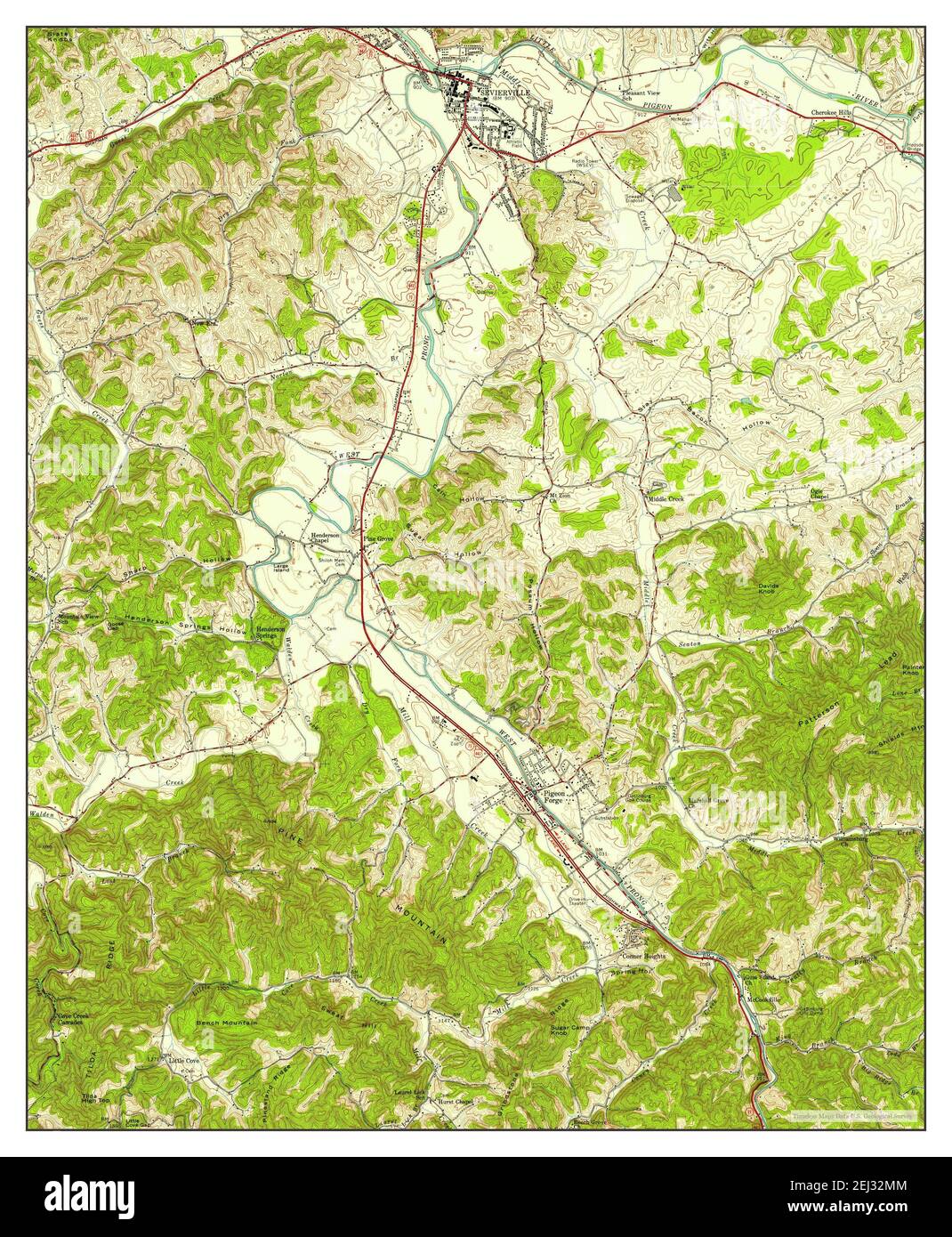 Pigeon Forge, Tennessee, map 1956, 1:24000, United States of America by Timeless Maps, data U.S ...