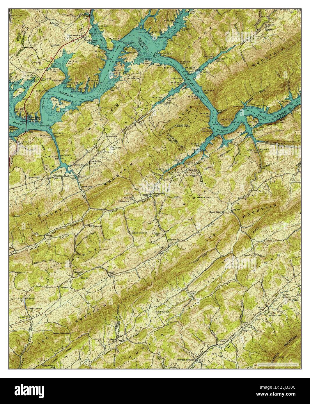 Powder Springs, Tennessee, map 1942, 124000, United States of America