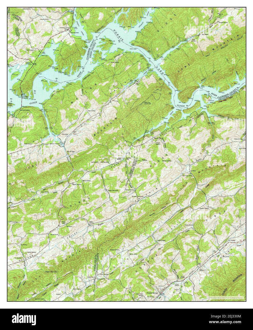 Powder Springs, Tennessee, map 1952, 124000, United States of America