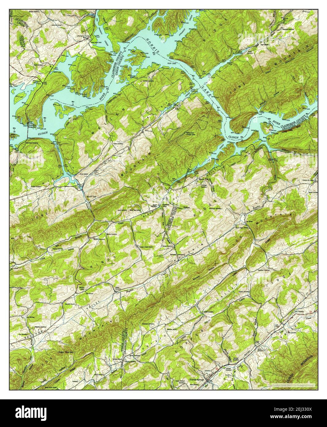 Powder Springs, Tennessee, map 1952, 124000, United States of America
