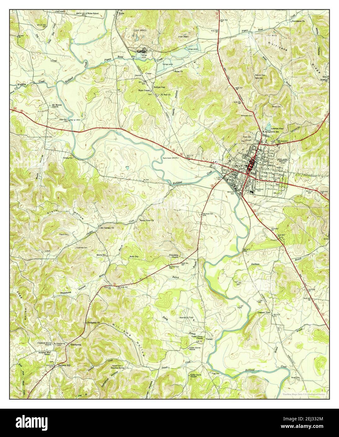 Pulaski, Tennessee, map 1951, 124000, United States of America by