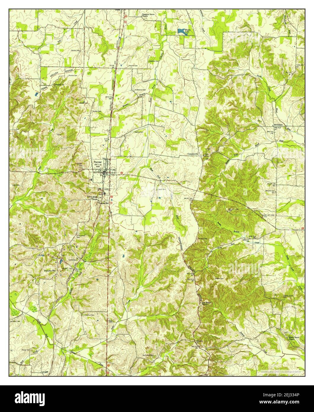 Puryear, Tennessee, map 1950, 124000, United States of America by