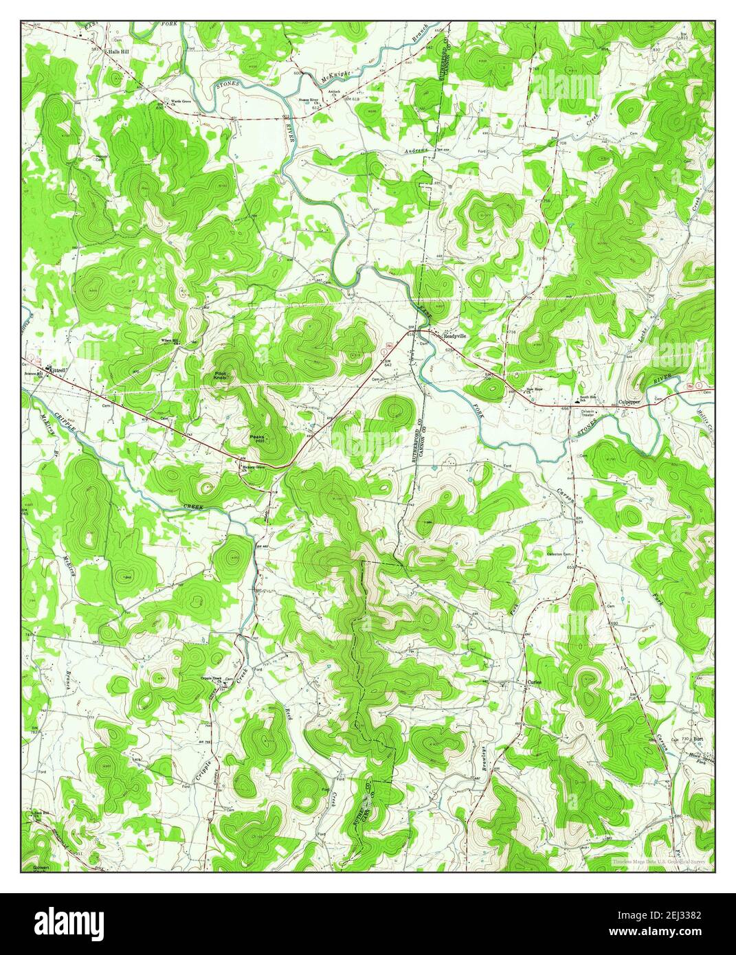 Readyville, Tennessee, map 1962, 1:24000, United States of America by Timeless Maps, data U.S. Geological Survey Stock Photo