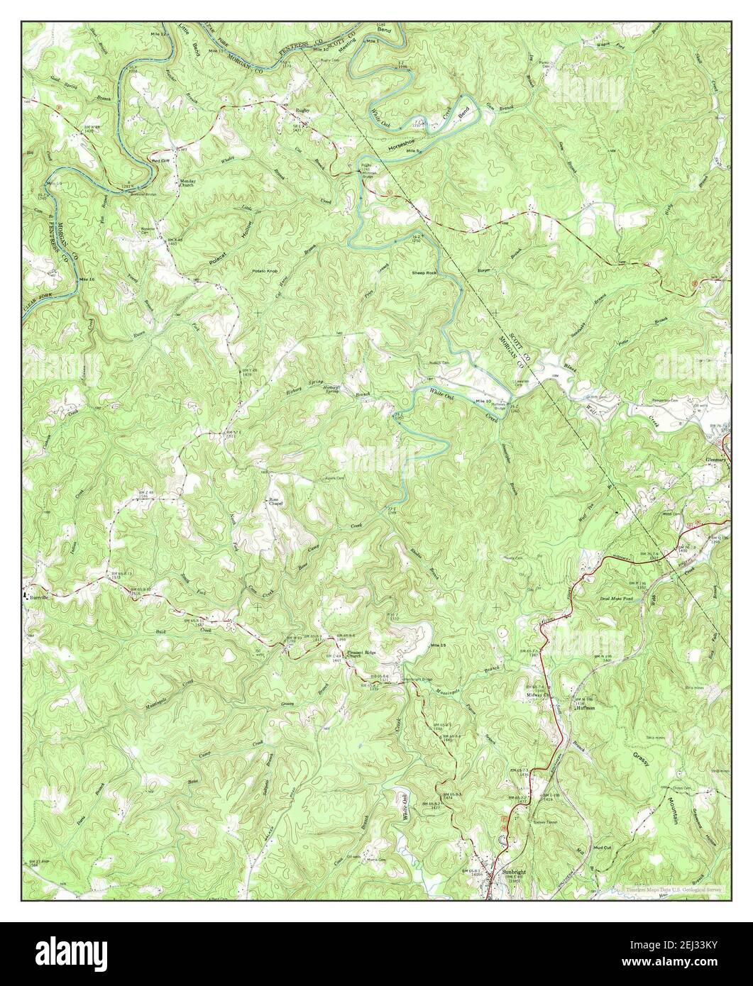 Rugby, Tennessee, map 1952, 124000, United States of America by