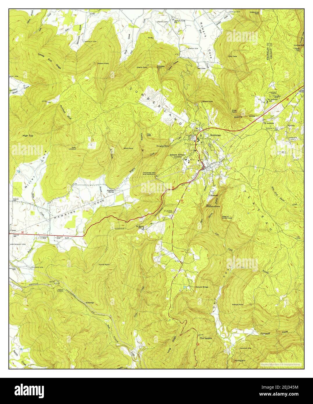 Sewanee, Tennessee, map 1946, 124000, United States of America by