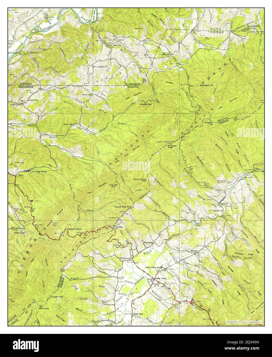 Shady Valley, Tennessee, map 1938, 124000, United States of America by