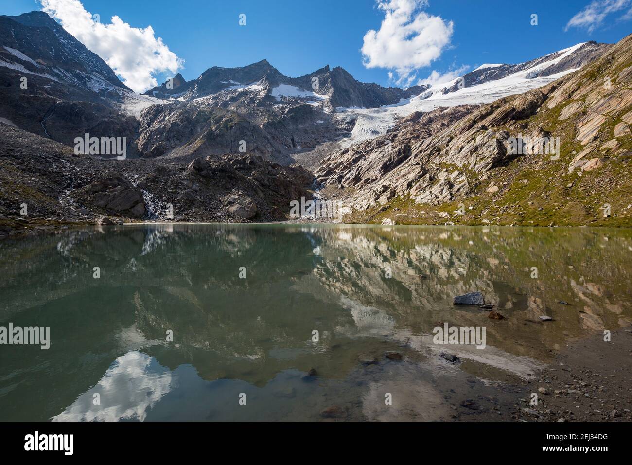 Simony lake. Maurer valley (Maurertal). Alpine torrent. Venediger group. Virgental. Austrian Alps. Europe Stock Photo