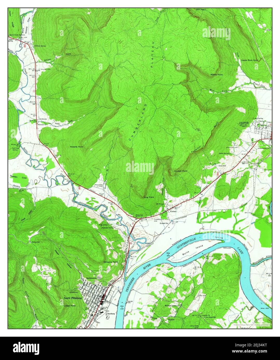 South Pittsburg, Tennessee, map 1942, 124000, United States of America
