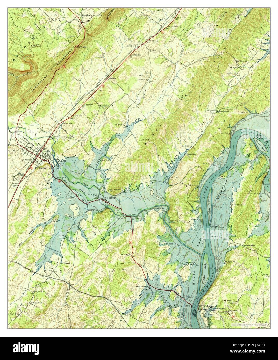 Spring City, Tennessee, map 1940, 124000, United States of America by