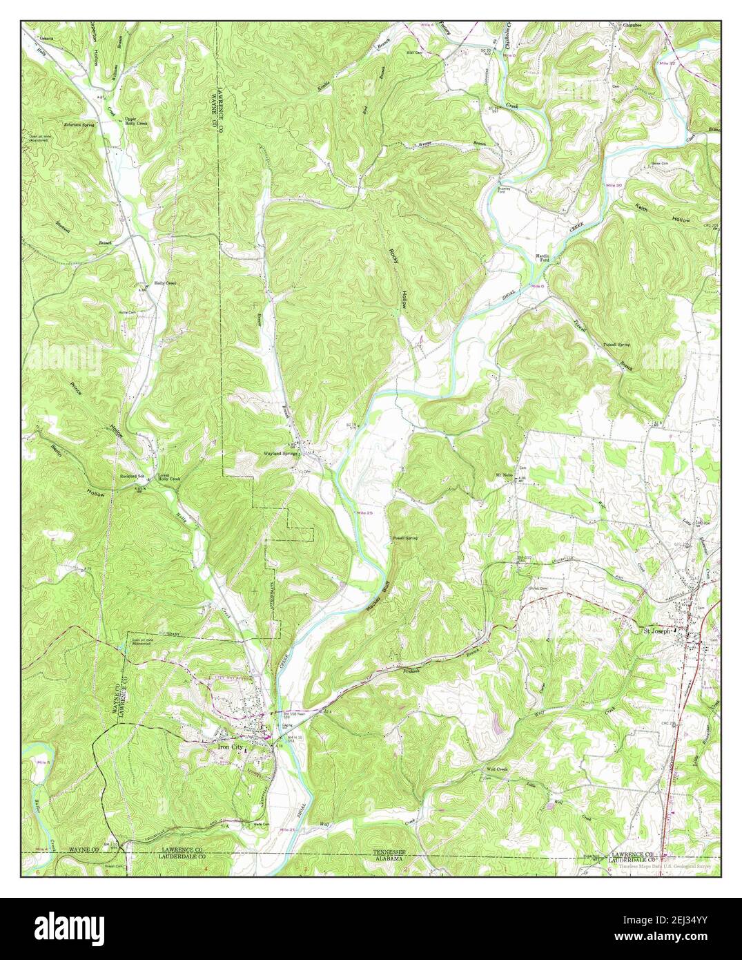 St Joseph, Tennessee, map 1950, 124000, United States of America by