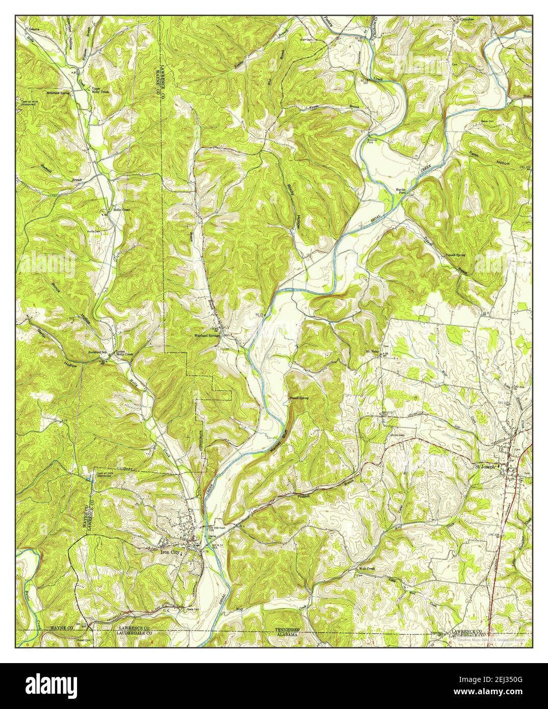 St Joseph, Tennessee, map 1950, 124000, United States of America by