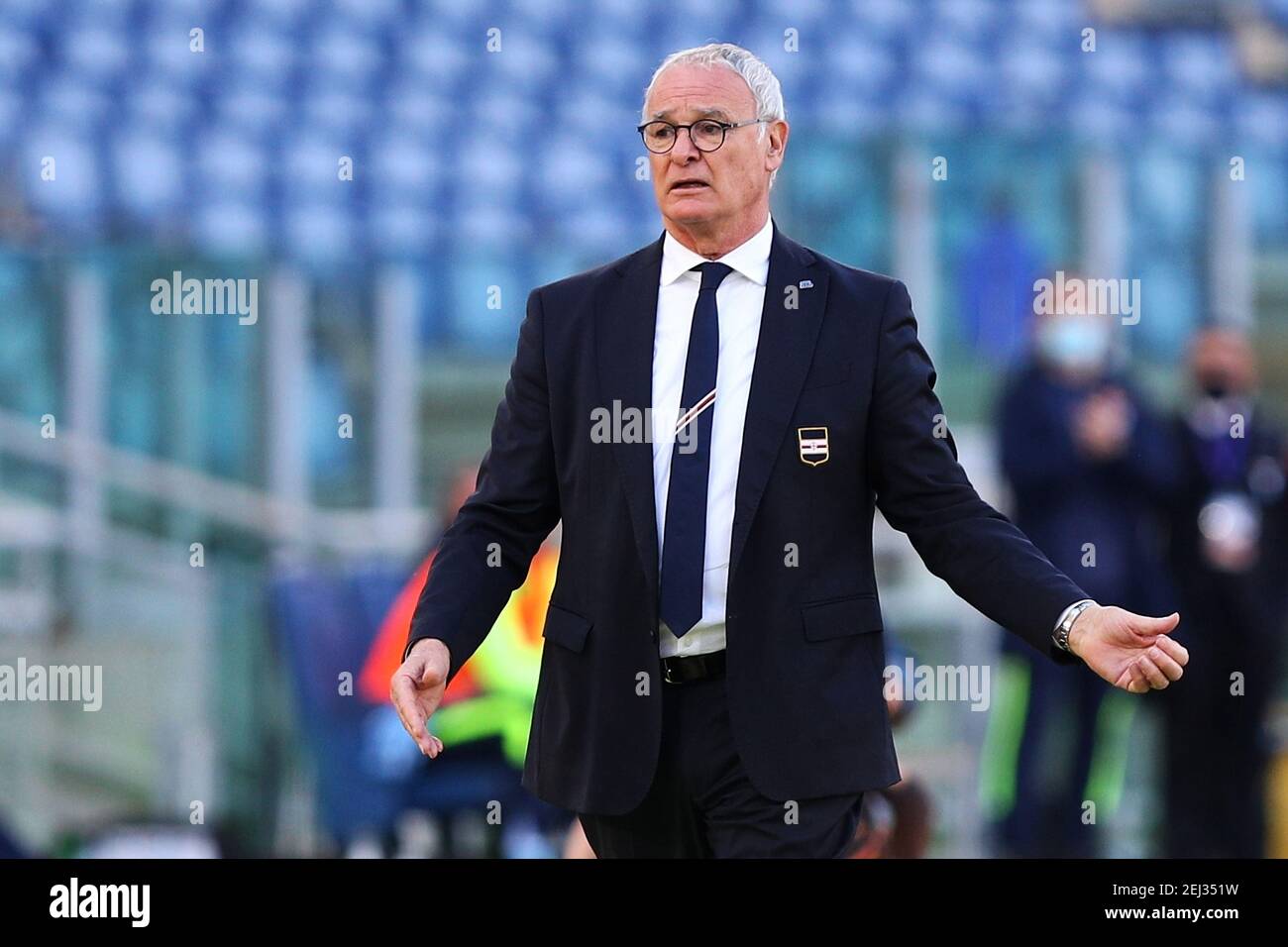Claudio Ranieri head coach of Sampdoria reacts hduring the Italian championship Serie A football match between SS Lazio and / LM Stock Photo