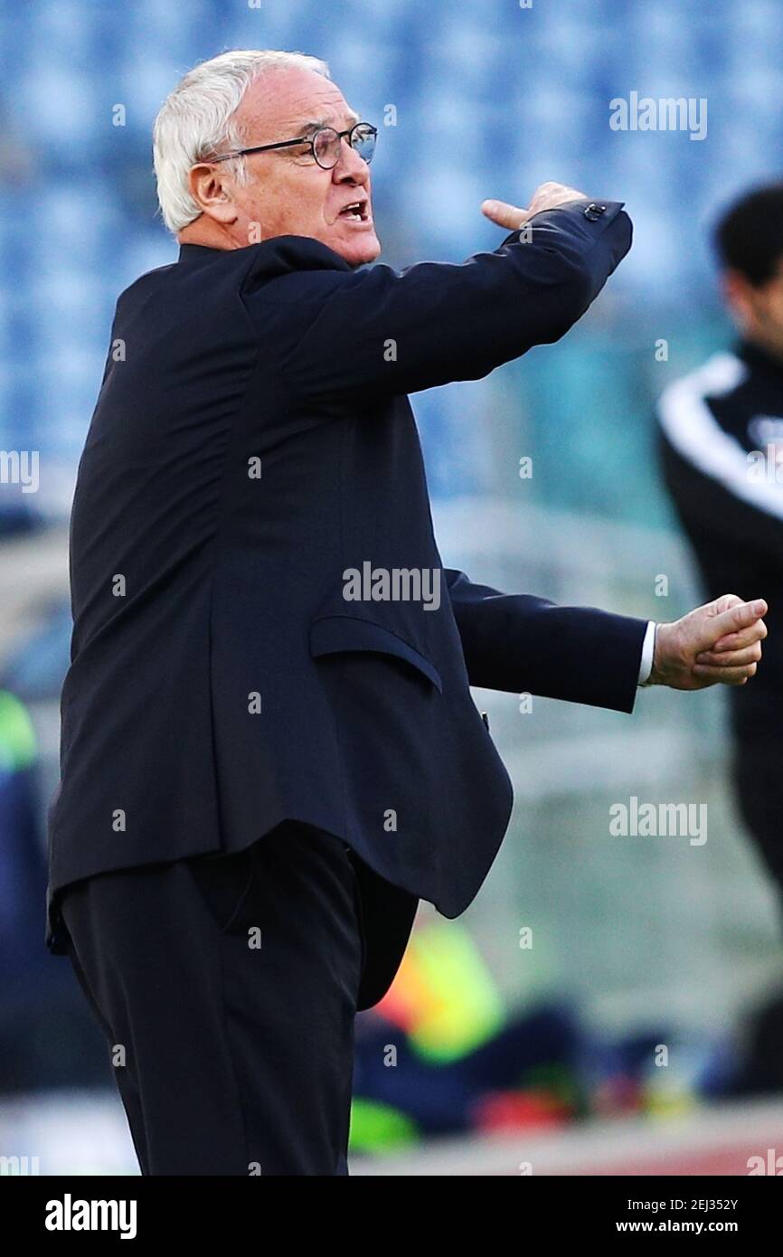 Claudio Ranieri head coach of Sampdoria reacts hduring the Italian championship Serie A football match between SS Lazio and / LM Stock Photo