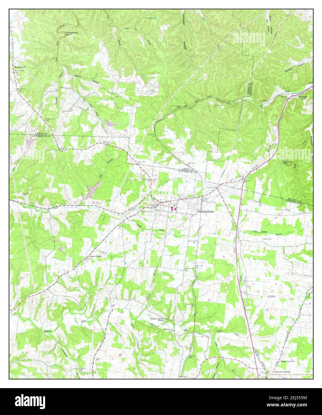 Summertown, Tennessee, map 1951, 124000, United States of America by Timeless Maps, data U.S