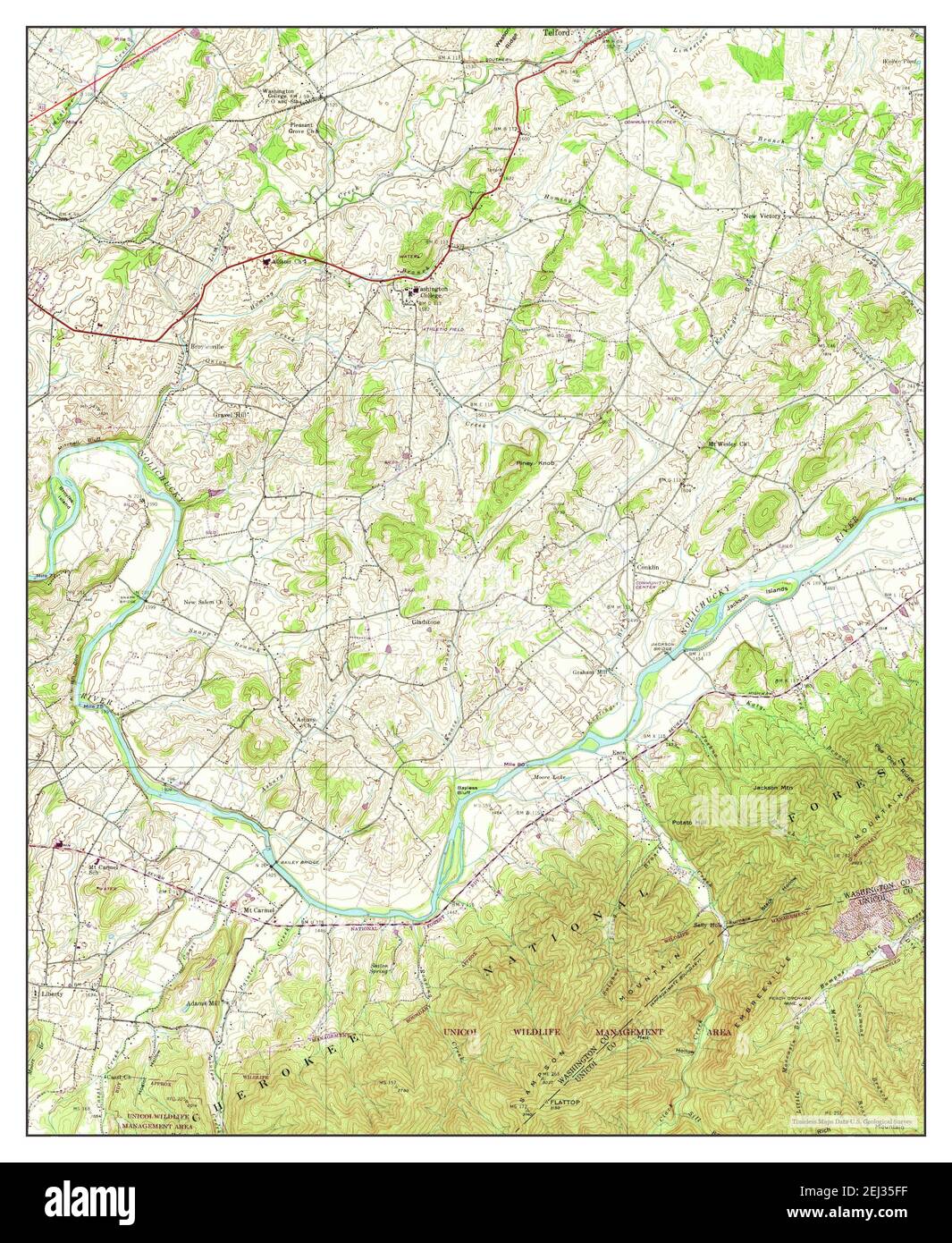 Telford, Tennessee, map 1939, 124000, United States of America by