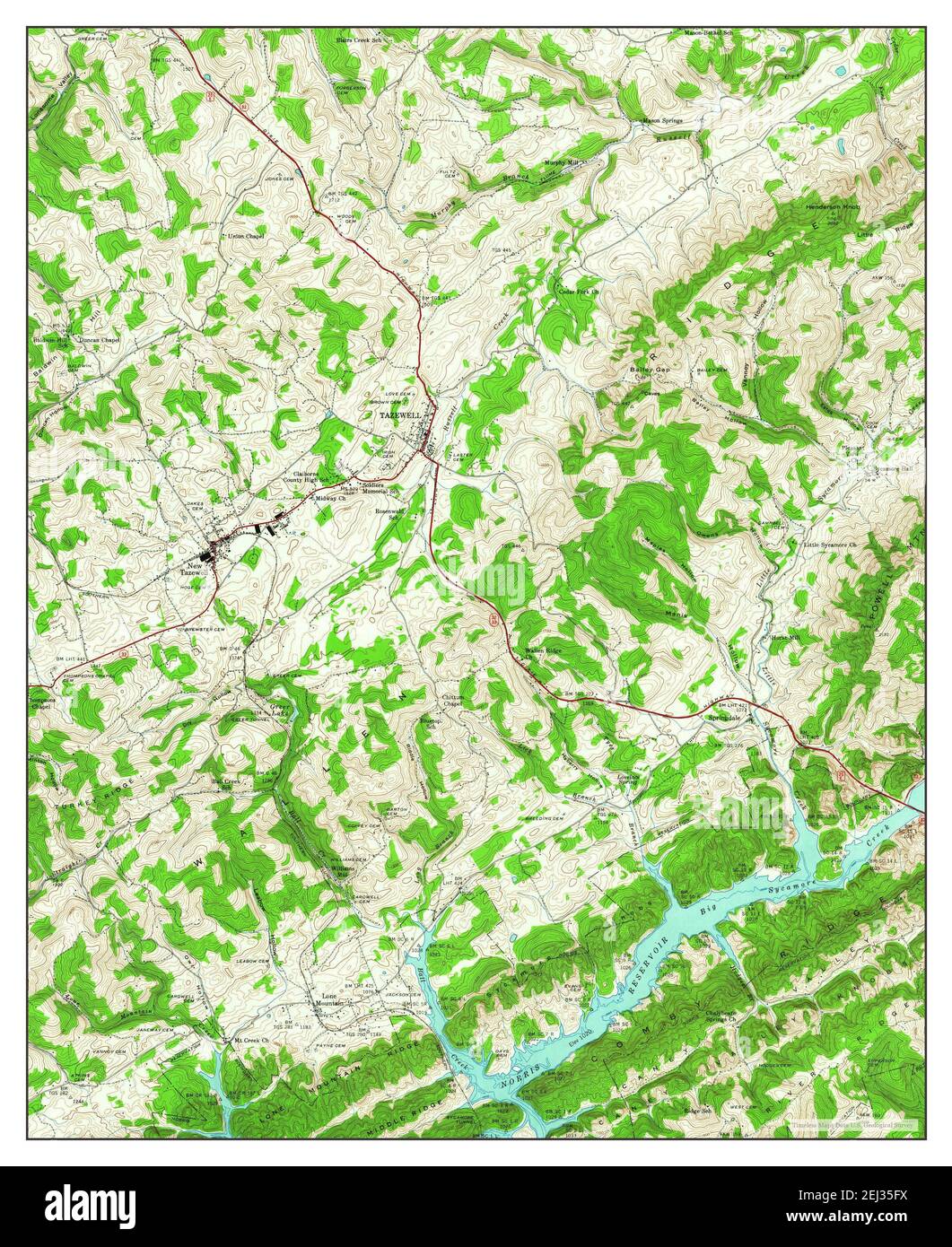 Tazewell, Tennessee, map 1943, 124000, United States of America by