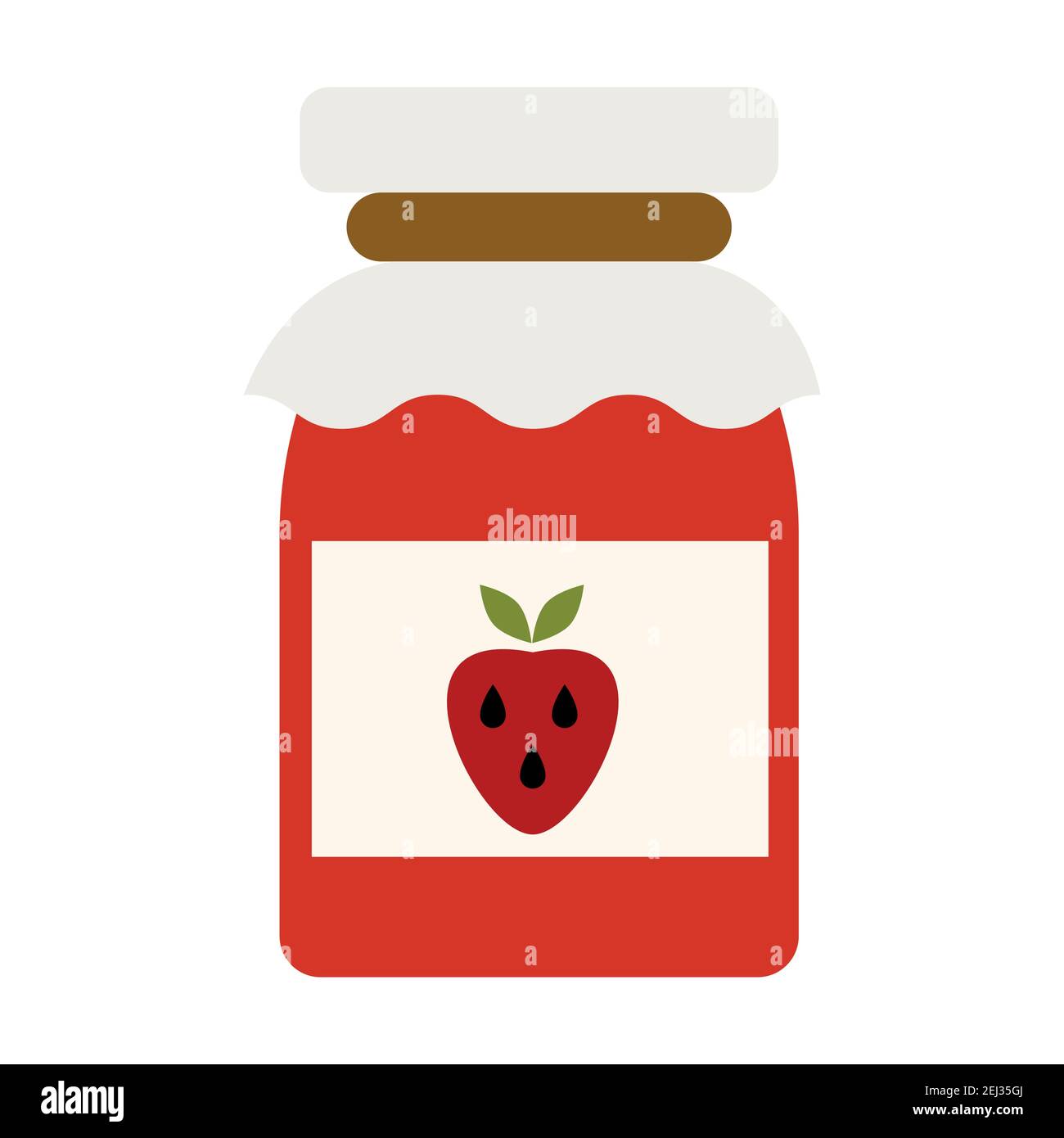 Strawberry jam jar. Simple food icon in trendy style isolated on white background for web apps and mobile concept. Vector Illustration. EPS10 Stock Vector