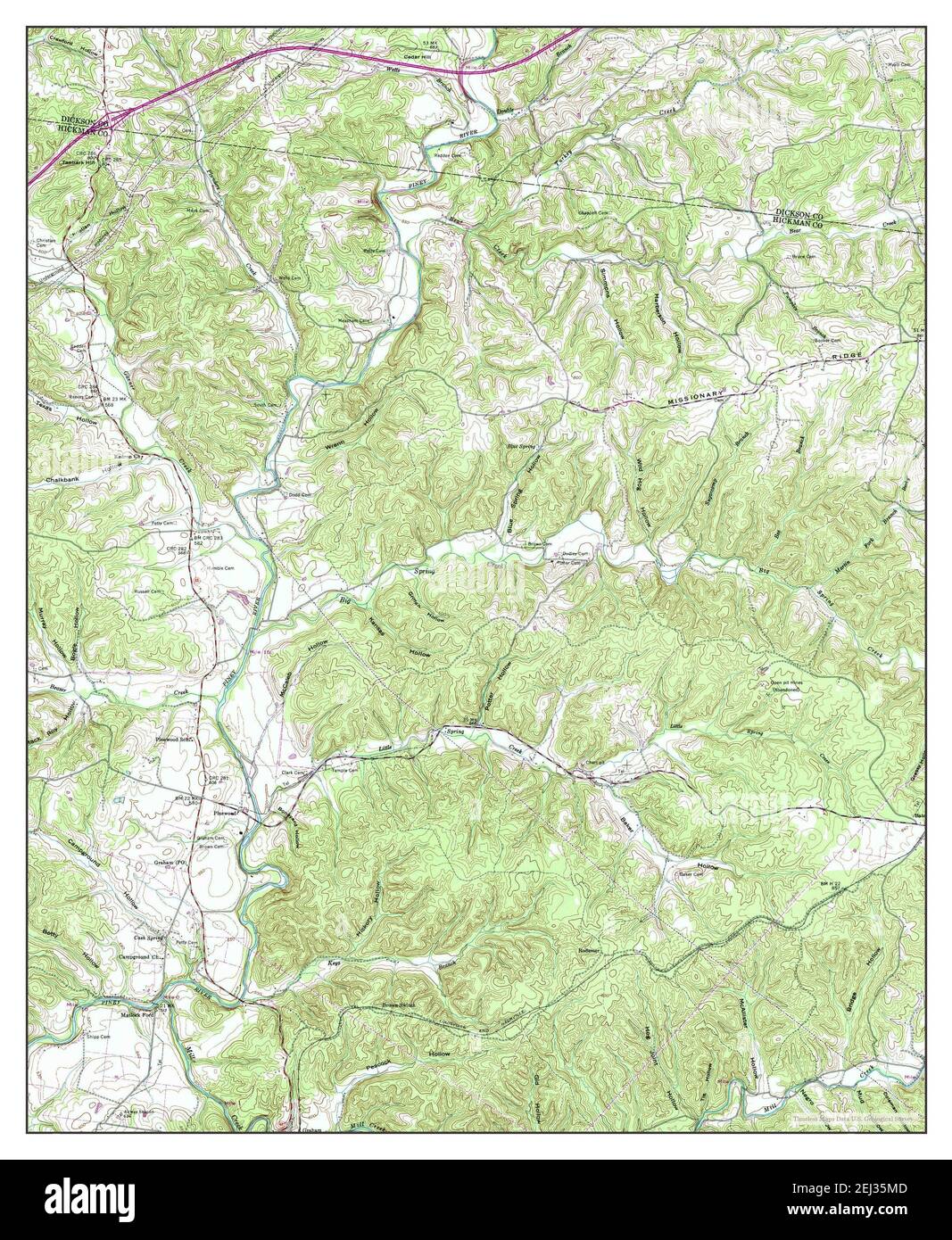 Texas Hollow, Tennessee, map 1952, 124000, United States of America by