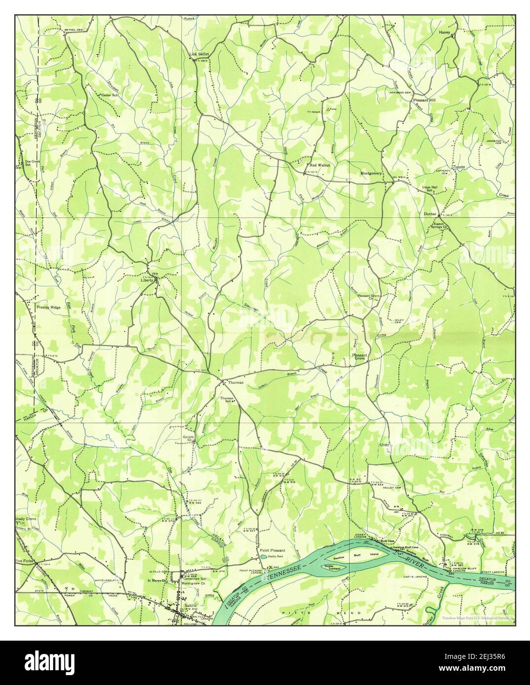 Thurman, Tennessee, map 1936, 124000, United States of America by