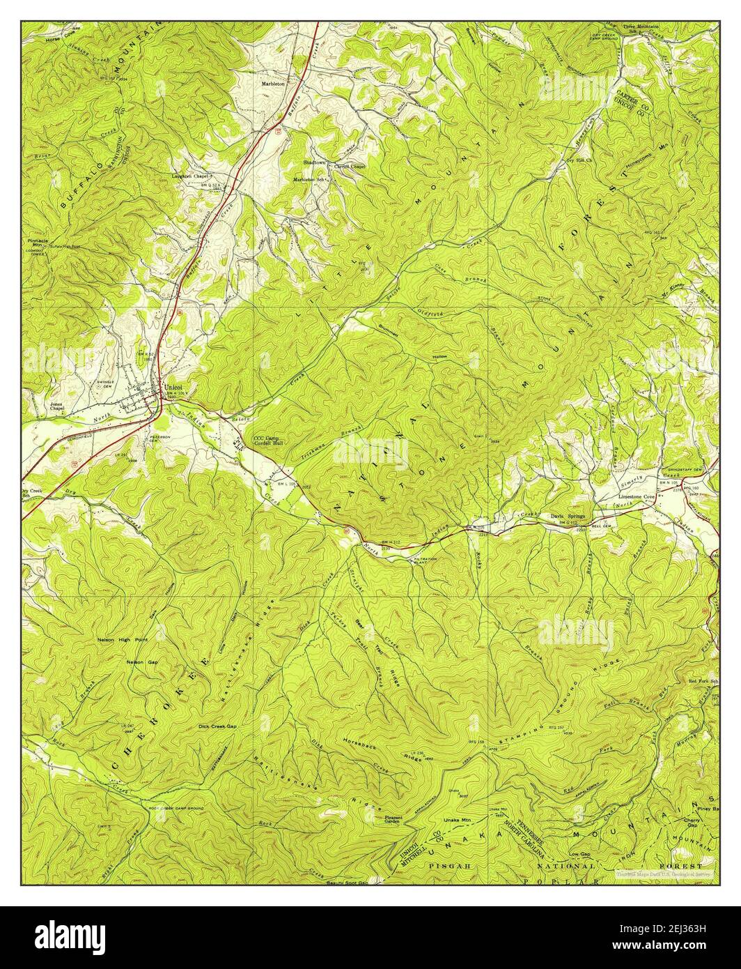 Unicoi, Tennessee, map 1939, 124000, United States of America by