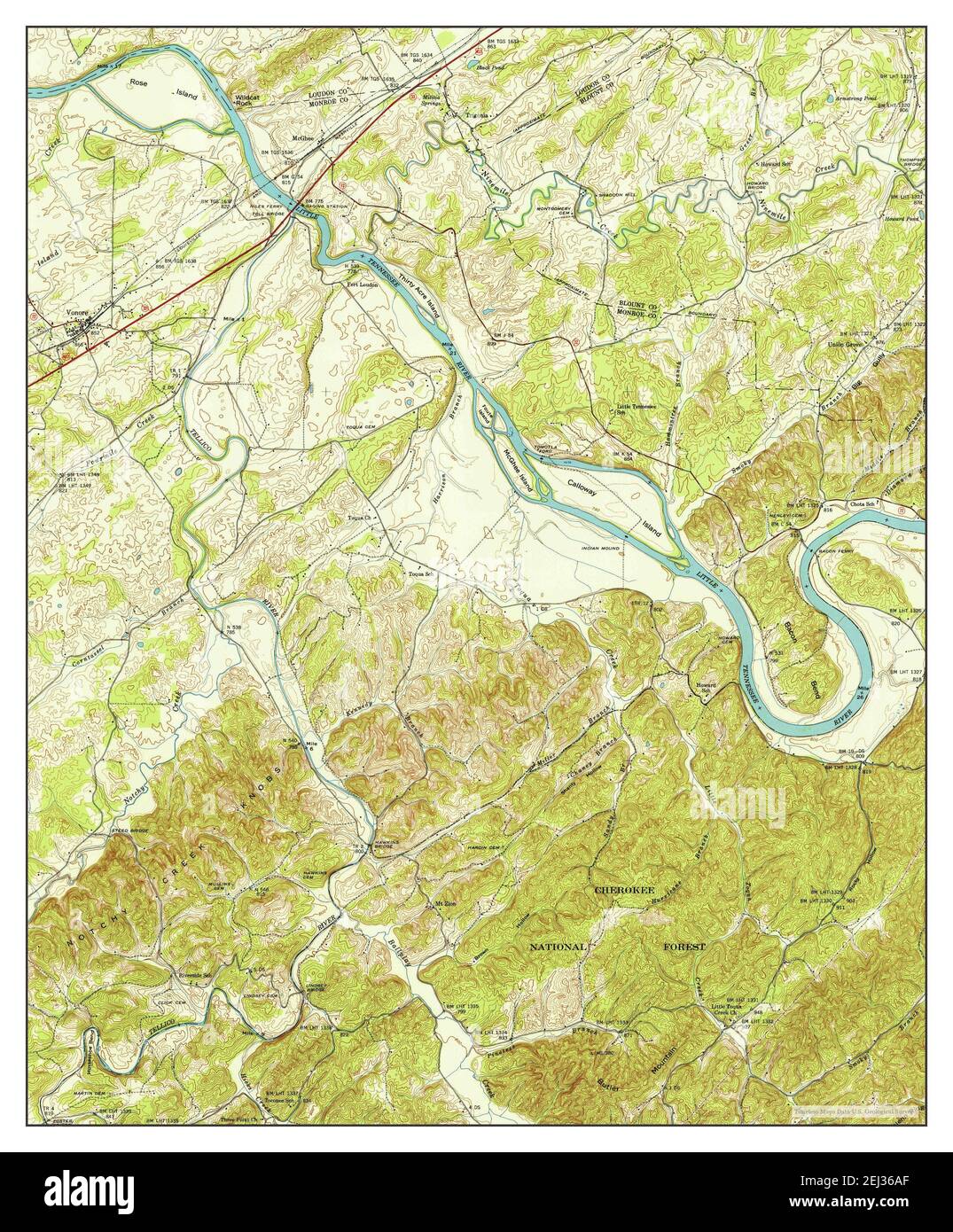 Vonore, Tennessee, map 1942, 124000, United States of America by