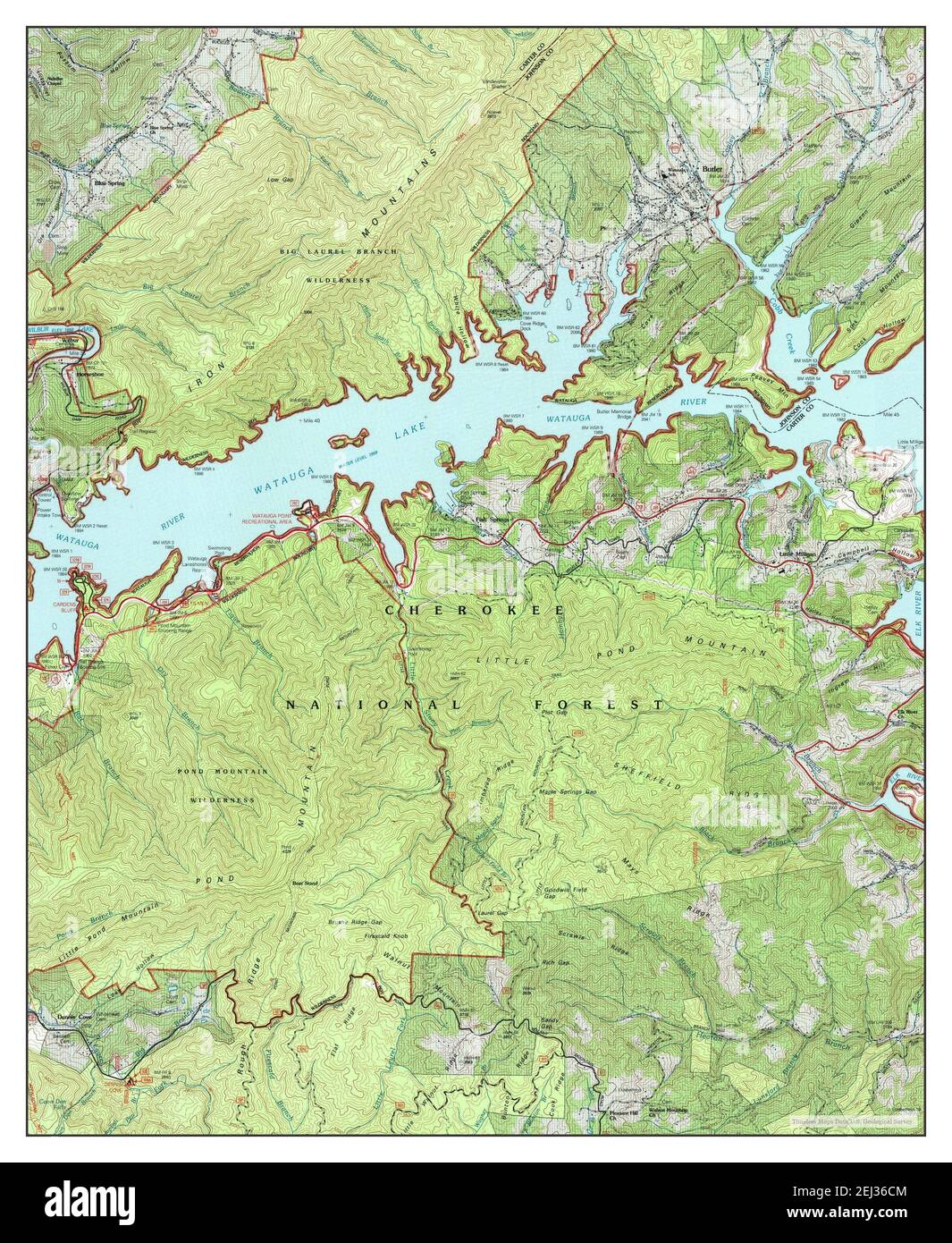 Watauga Dam, Tennessee, map 2003, 124000, United States of America by