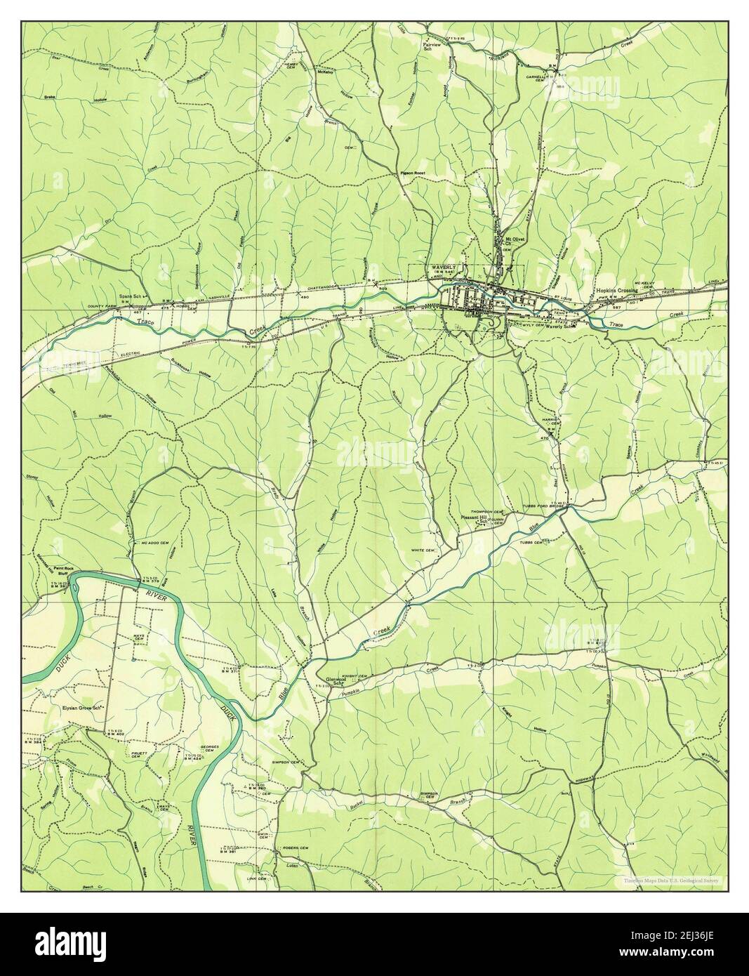 Waverly, Tennessee, map 1936, 124000, United States of America by