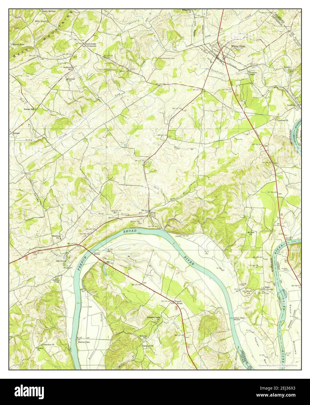 White Pine, Tennessee, map 1939, 124000, United States of America by