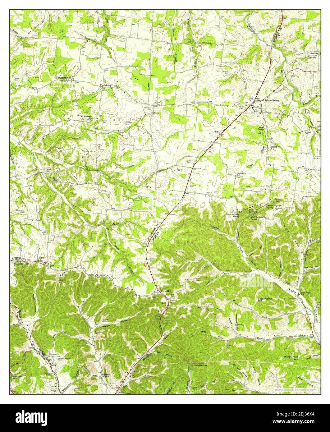 White House, Tennessee, map 1954, 124000, United States of America by Timeless Maps, data U.S