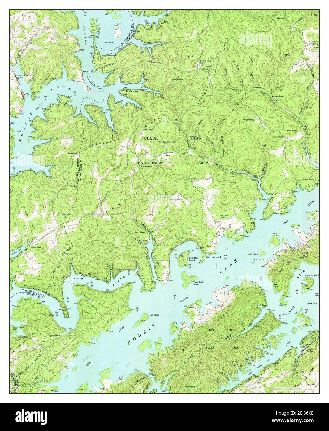 White Hollow, Tennessee, map 1952, 124000, United States of America by
