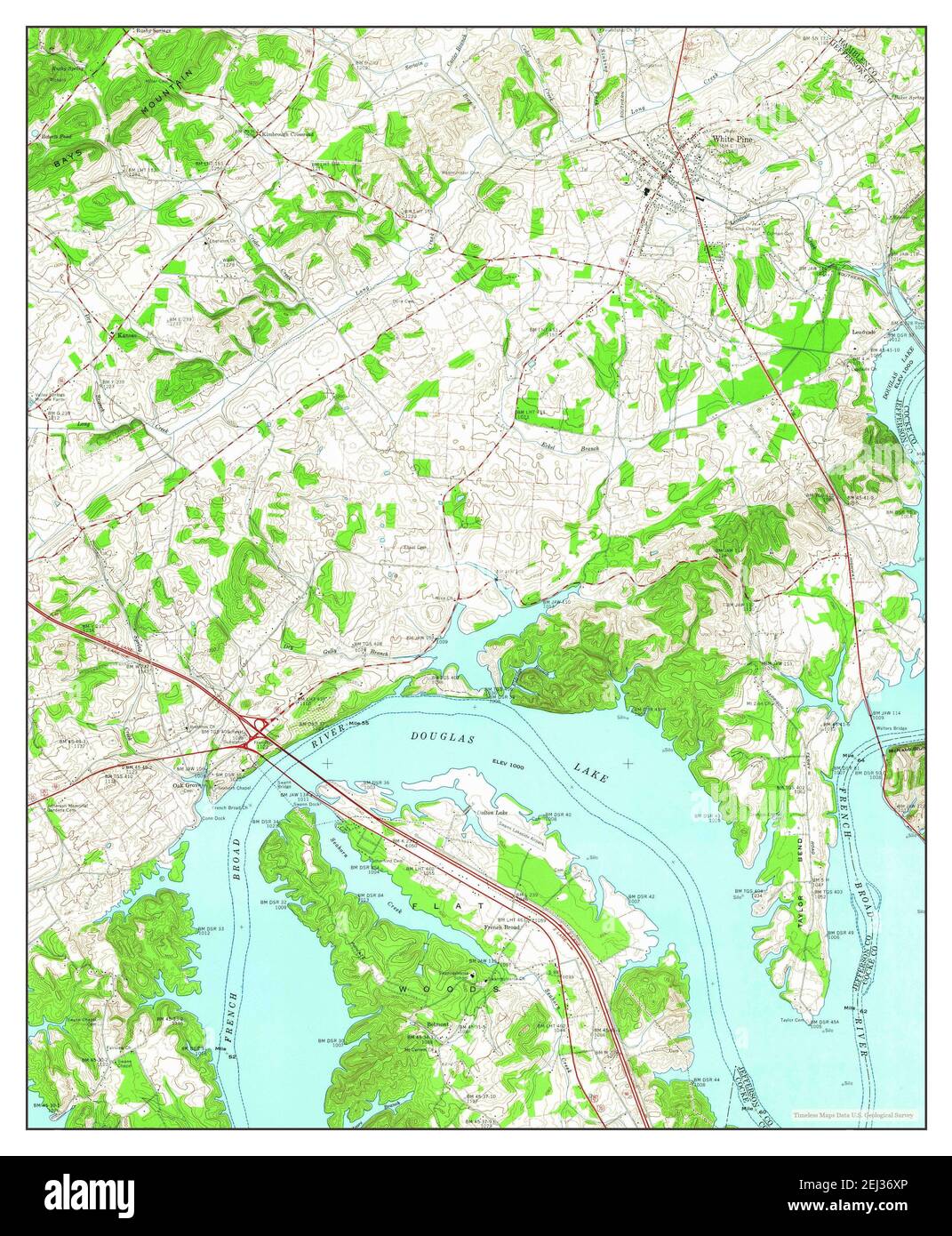 White Pine, Tennessee, map 1961, 124000, United States of America by