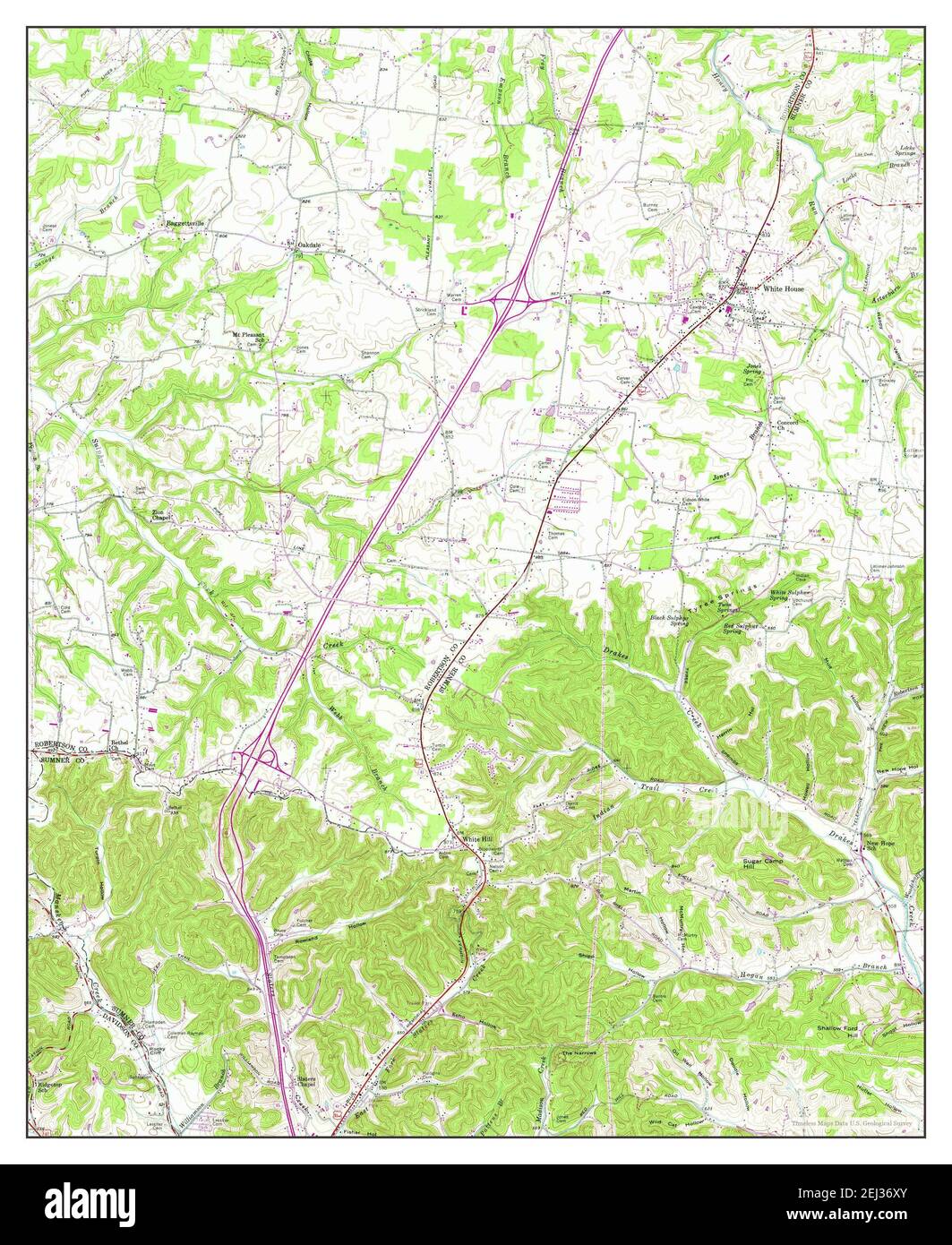 White House, Tennessee, map 1954, 124000, United States of America by