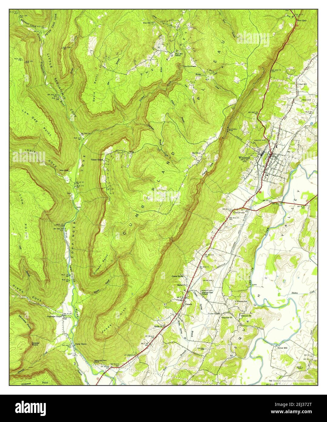 Whitwell, Tennessee, map 1950, 1:24000, United States of America by Timeless Maps, data U.S. Geological Survey Stock Photo