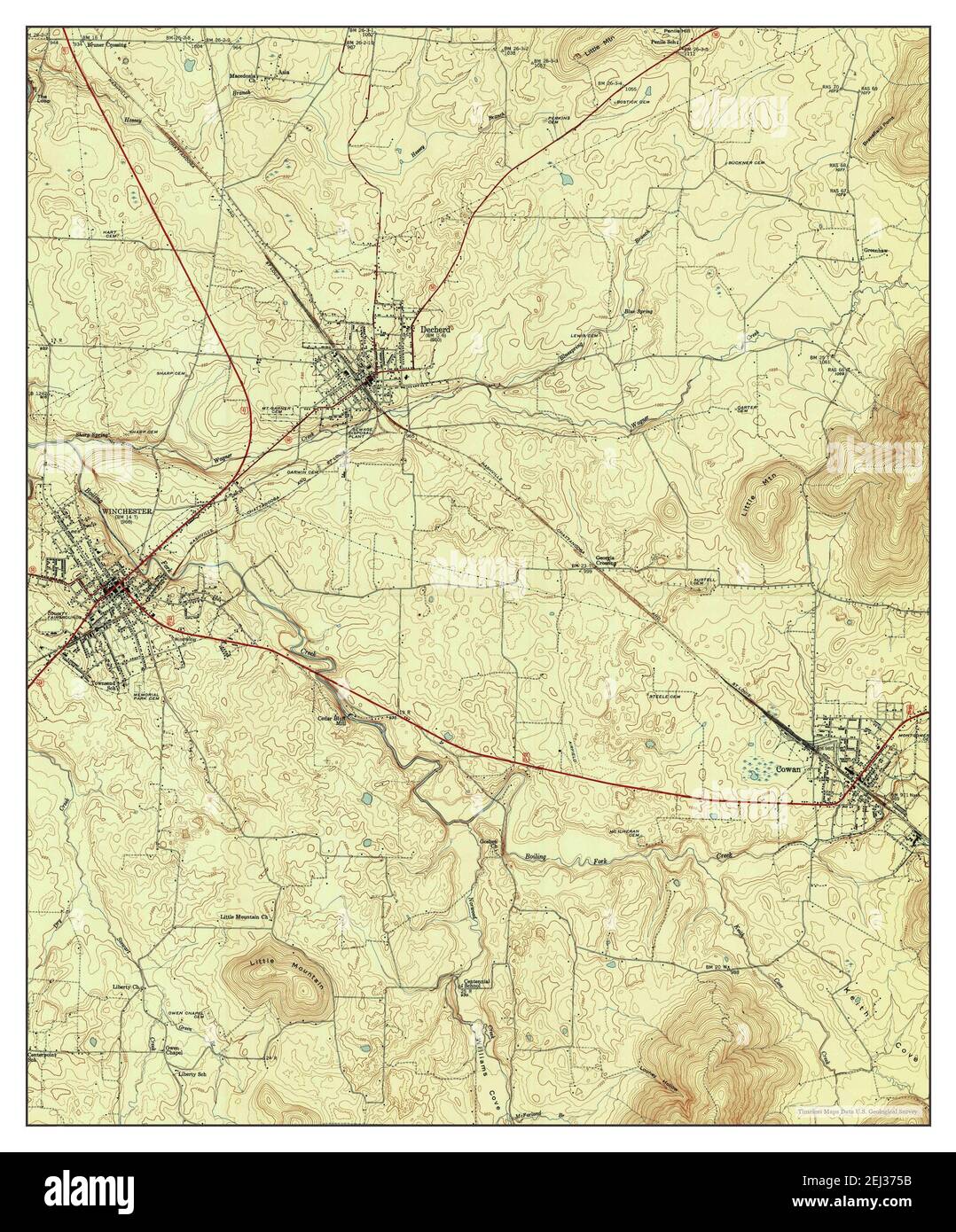 Winchester, Tennessee, map 1947, 124000, United States of America by