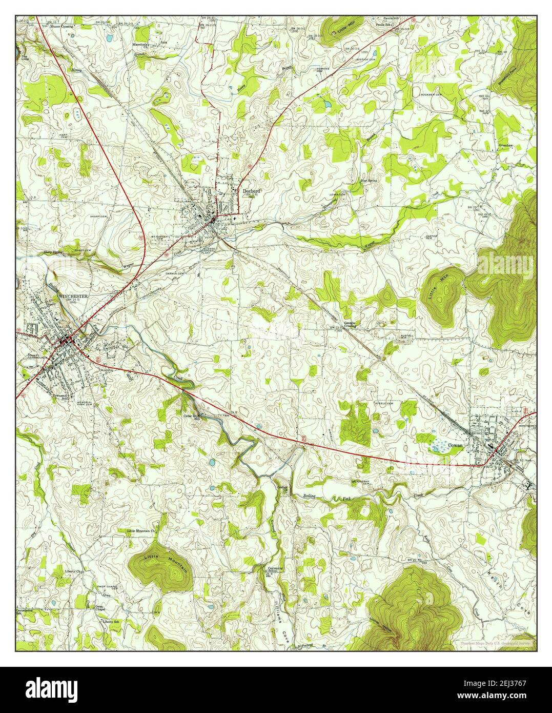 Winchester, Tennessee, map 1947, 124000, United States of America by