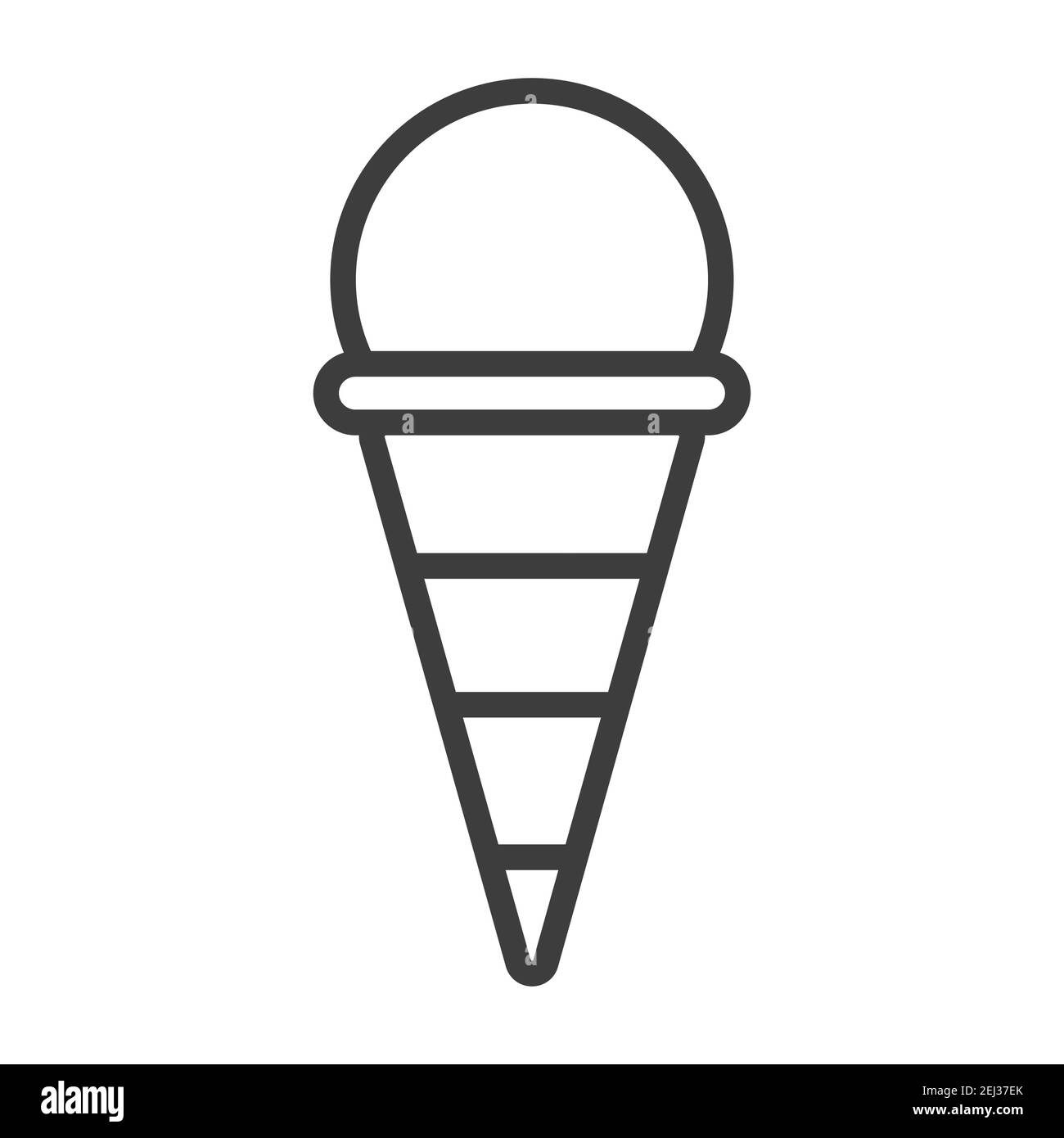 Delicious cold ice cream in an edible waffle glass. Simple food icon in trendy line style isolated on white background for web apps and mobile concept Stock Vector