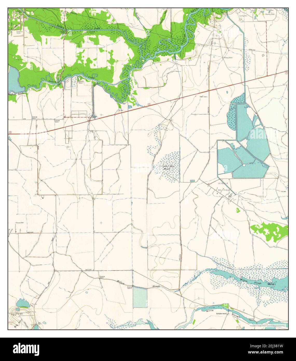 Texas alligator Cut Out Stock Images - Alligator Hole Marsh Texas Map 1962 124000 United States Of America By Timeless Maps Data Us Geological Survey 2EJ381W 