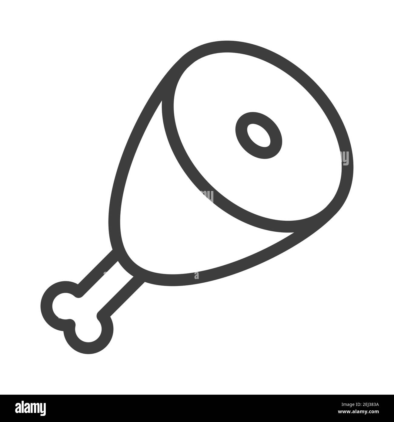 Cooked chicken leg. Simple food icon in trendy line style isolated on white background for web apps and mobile concept. Vector Illustration. EPS10 Stock Vector