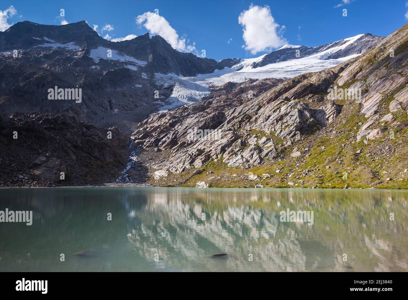 Simony lake. Maurer valley (Maurertal). Alpine torrent. Venediger group. Virgental. Austrian Alps. Europe Stock Photo