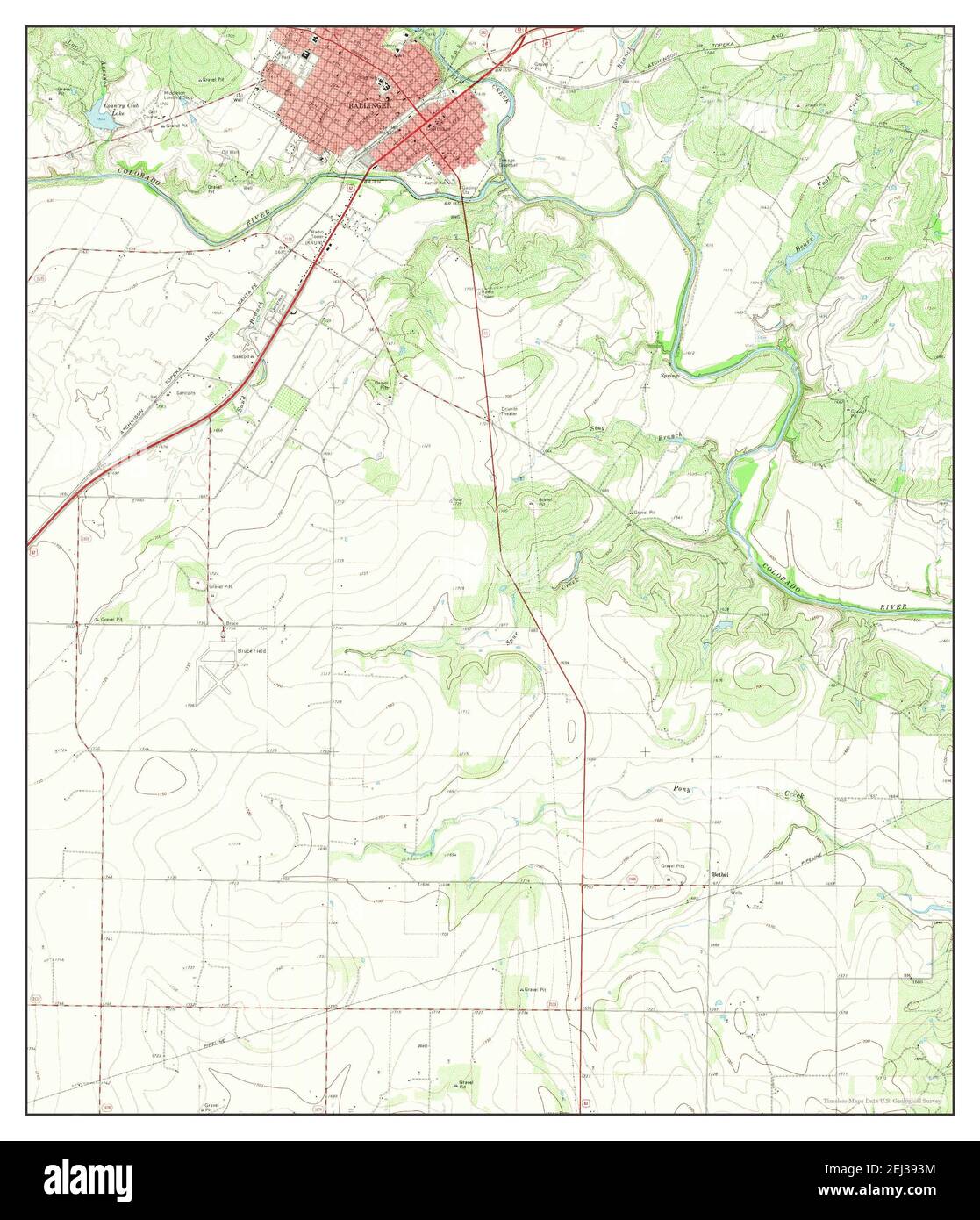 Ballinger, Texas, map 1967, 124000, United States of America by
