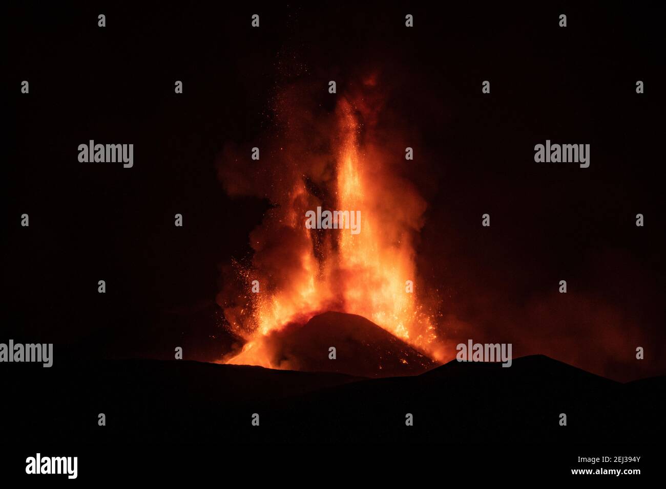 Catania Sicily, Italy. 21st Feb, 2021. Mount Etna erupts in Sicily