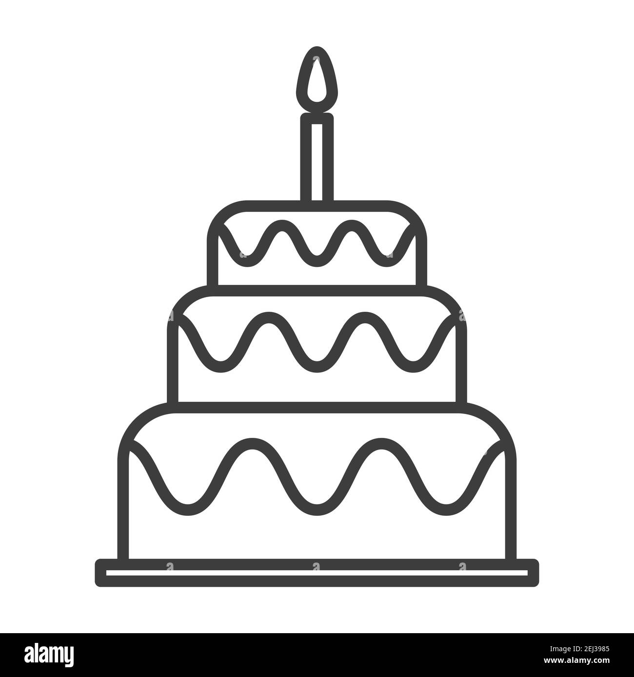 Birthday Cake. Simple food icon in trendy style isolated on white ...