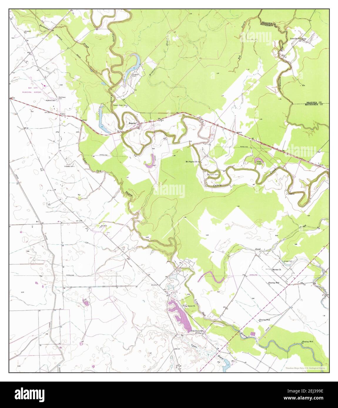 Bay City NE, Texas, map 1952, 124000, United States of America by
