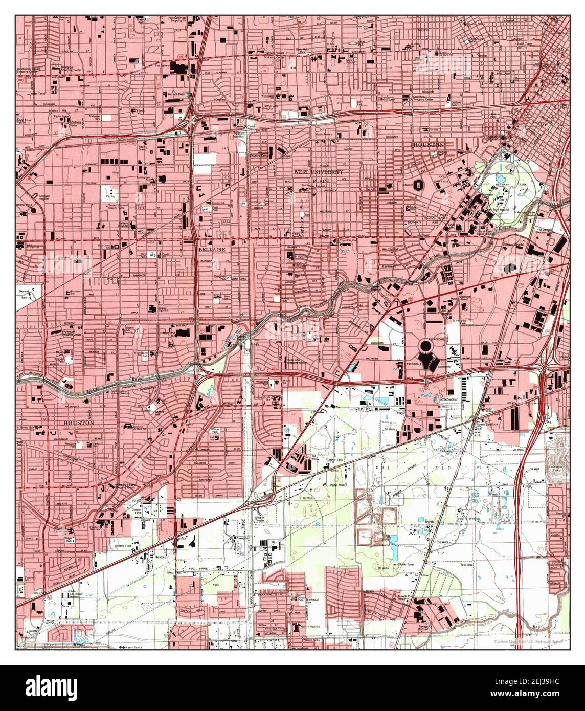Bellaire, Texas, map 1995, 124000, United States of America by