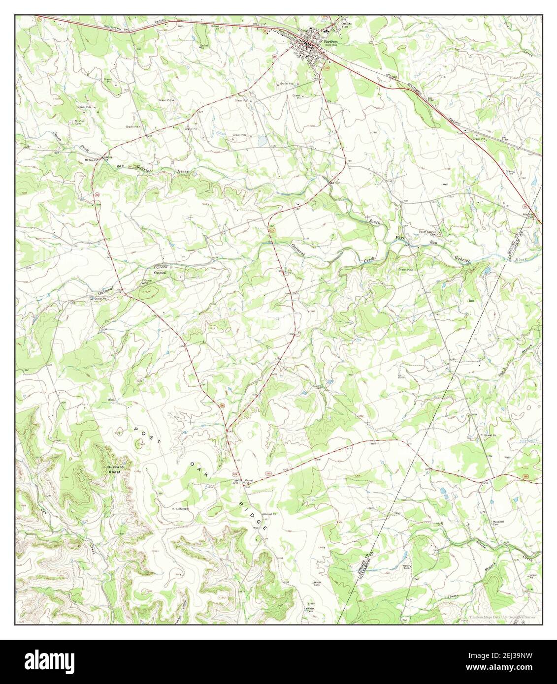 Bertram, Texas, map 1967, 124000, United States of America by Timeless