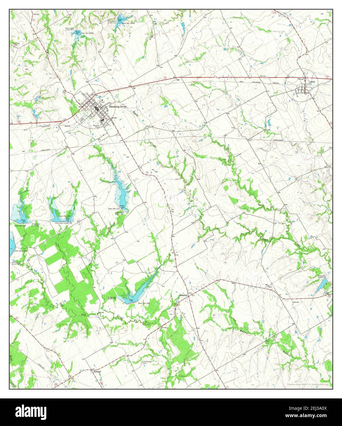 Blooming Grove, Texas, map 1965, 124000, United States of America by