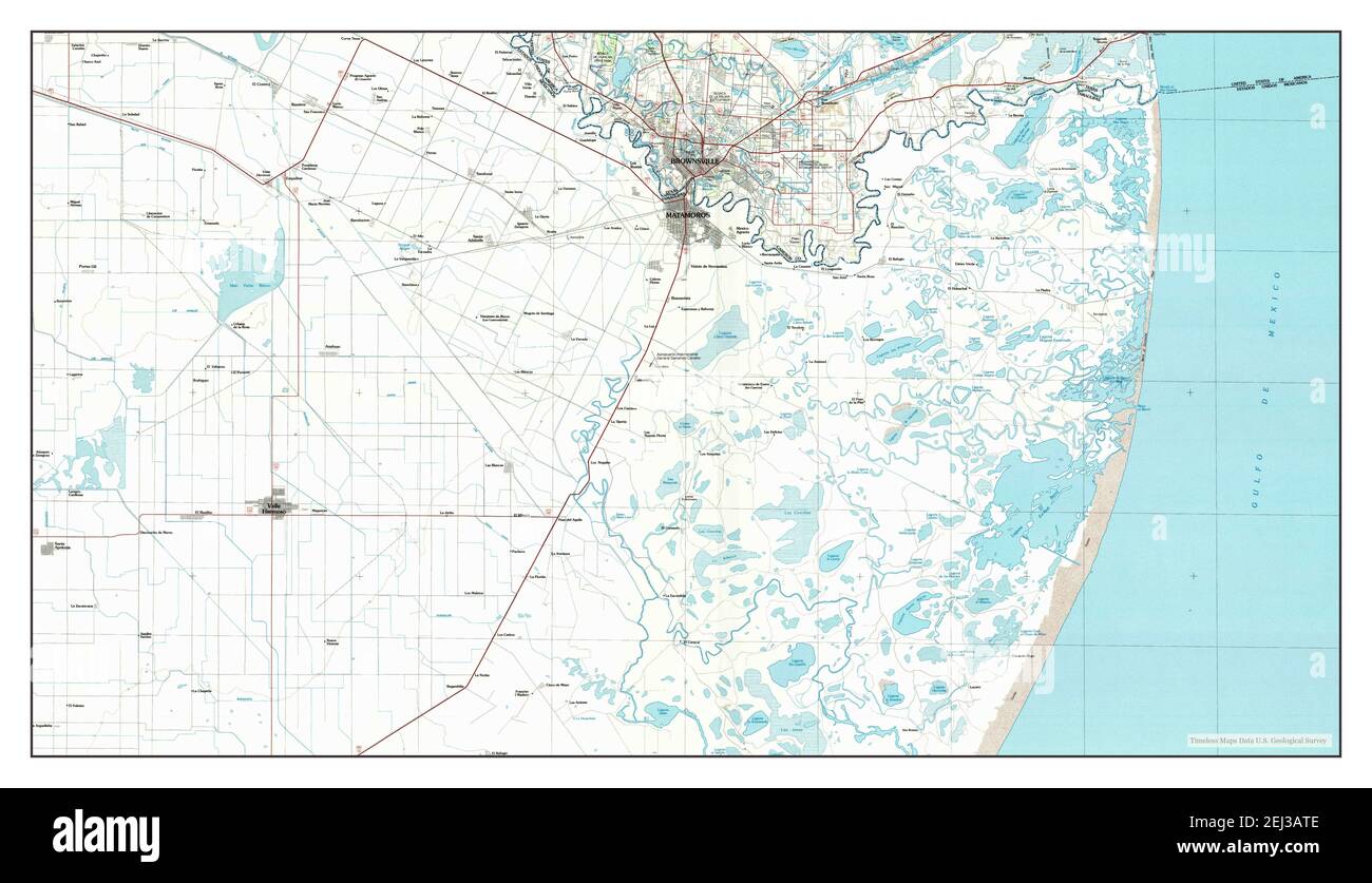 Brownsville, Texas, map 1992, 1:100000, United States of America by Timeless Maps, data U.S. Geological Survey Stock Photo
